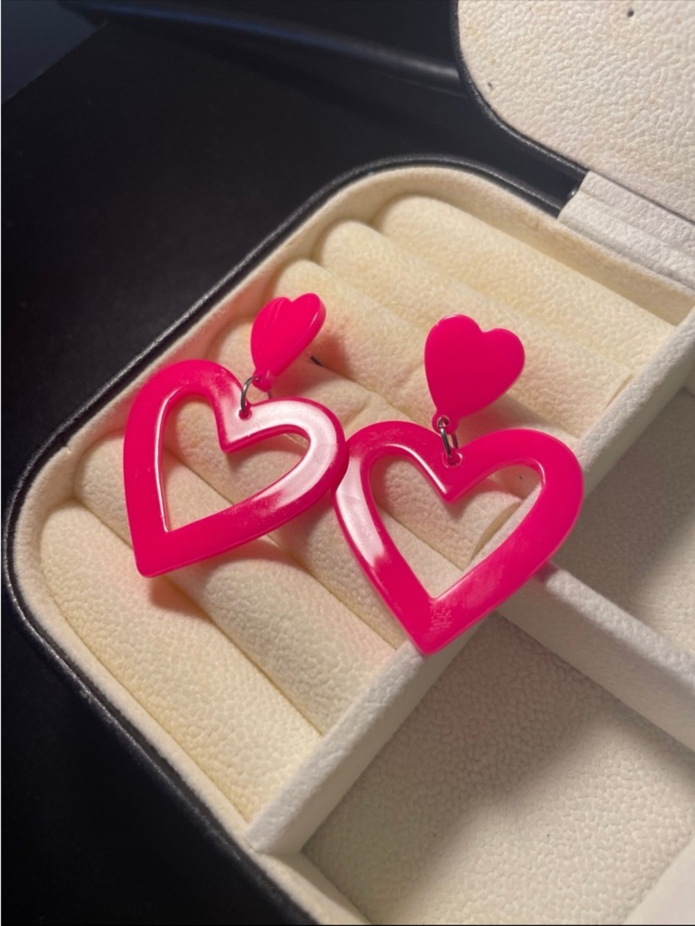 Hot Pink Heart Drop Earrings - Women Jewelry